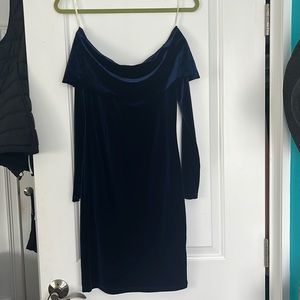 Velvet navy midi dress